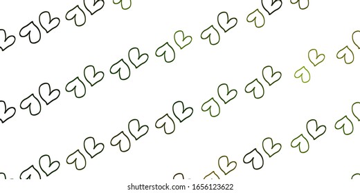 Light Green vector pattern with colorful hearts. Beautiful colored illustration with hearts in celebration style. Pattern for carnival, festival romantic leaflets.