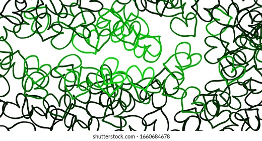 Light Green vector pattern with colorful hearts. Hearts on blurred abstract background with colorful gradient. Template for Valentine's greeting postcards.