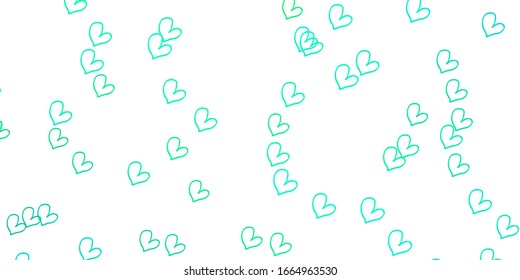 Light Green vector pattern with colorful hearts. Illustration with hearts in love concept for valentine's day. Design for ad, poster, banner of Valentine Day.