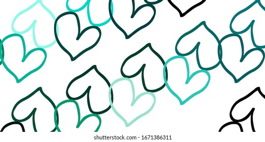 Light Green vector pattern with colorful hearts. Hearts on blurred abstract background with colorful gradient. Design for your business advert of anniversary.