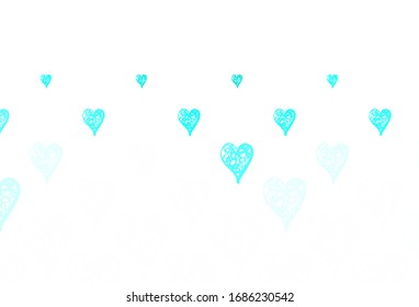 Light Green vector pattern with colorful hearts. Beautiful abstract hearts on colorful gradient background. Template for Valentine's greeting postcards.