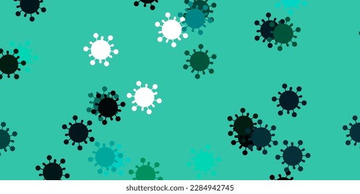 Patrón vectorial verde claro con elementos coronavirus. Ilustración abstracta con formas de gradiente biológico. Diseño para la alerta de riesgo biológico.