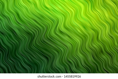 Light Green vector pattern with curved circles. Modern gradient abstract illustration with bandy lines. Textured wave pattern for backgrounds.