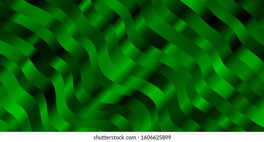 Light Green vector pattern with curved lines. Colorful geometric sample with gradient curves.  Pattern for booklets, leaflets.