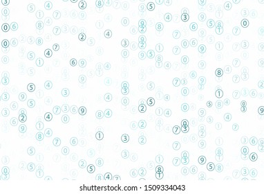 Light Green vector pattern with Digit symbols. Modern geometrical illustration with numerals. Template for landing page of typography.