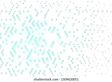Light Green vector pattern with Digit symbols. Illustration with Numeral symbols on abstract template. Pattern for school, grammar websites.