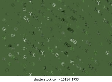 Light Green vector pattern with Digit symbols. Abstract illustration with colored algebra signs. Pattern for school, grammar websites.