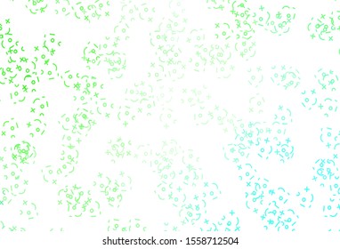 Light Green vector pattern with Digit symbols. Illustration with Numeral symbols on abstract template. Template for landing page of typography.