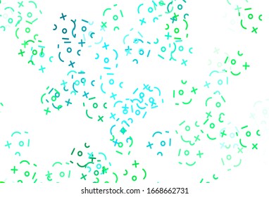 Light Green vector pattern with Digit symbols. Colored mathematic signs with gradient on white background. Pattern for school, grammar websites.