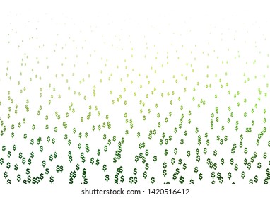 Light Green vector pattern with Dollar. Shining colored illustration with USD signs. The pattern can be used as ads, poster, banner for payments.