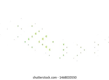 Light Green vector pattern with EUR, JPY, GBP. Colored symbols of all currency on white background. The pattern can be used for ad, booklets, leaflets of banks.