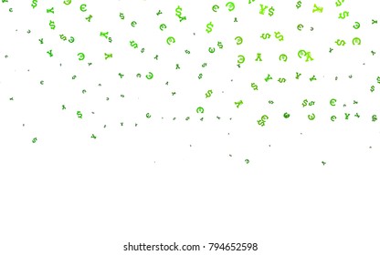 Light Green vector pattern with Euro, Dollar, Yen. Blurred design in with symbols of EUR, USD, JPY. Best design for your ad, poster, banner of money.