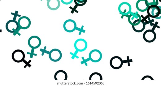 Light Green vector pattern with feminism elements. Simple design in abstract style with women’s rights activism. Design for International Women’s Day.