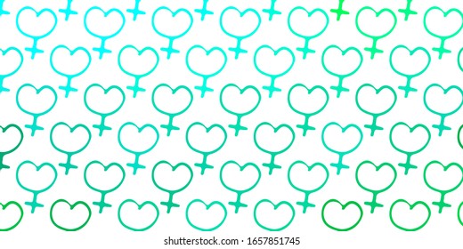 Light Green vector pattern with feminism elements. Colorful feminism symbols with a gradient in modern style. Design for International Women’s Day.