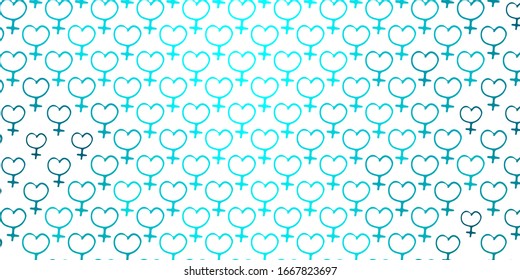 Light Green vector pattern with feminism elements. Colorful feminism symbols with a gradient in modern style. Elegant design for wallpapers.