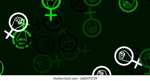 Light Green vector pattern with feminism elements. Colorful feminism symbols with a gradient in modern style. Background for International Women’s Day.