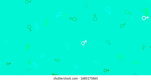 Light Green vector pattern with feminism elements. Colorful feminism symbols with a gradient in modern style. Elegant design for wallpapers.