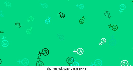 Light Green vector pattern with feminism elements. Colorful illustration with gradient feminism shapes. Elegant design for wallpapers.