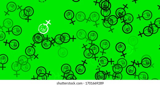 Light Green vector pattern with feminism elements. Colorful feminism symbols with a gradient in modern style. Best design to show the power of women.