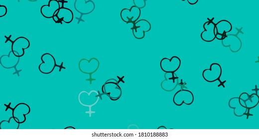 Light Green vector pattern with feminism elements. Colorful feminism symbols with a gradient in modern style. Background for International Women’s Day.
