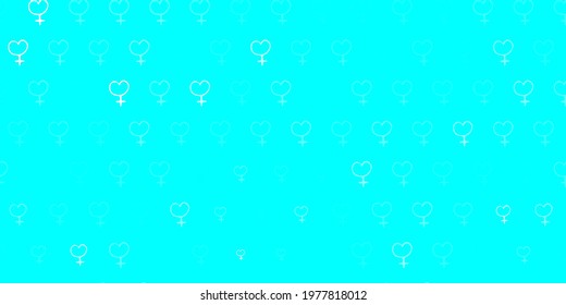 Light Green vector pattern with feminism elements. Illustration with signs of women strength and power. Elegant design for wallpapers.
