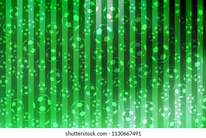 Light Green vector pattern with football balls. Colored illustration with balls on a gradiental backdrop. Design for posters, banners of sports competitions.