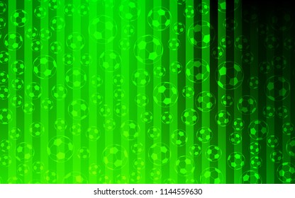 Light Green vector pattern with football balls. Illustration with set of soccer balls on gradiental backdrop. Template for ads of soccer world cup 2018.