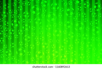 Light Green vector pattern with football balls. Colored illustration with balls on a gradiental backdrop. Template for ads of soccer cup.