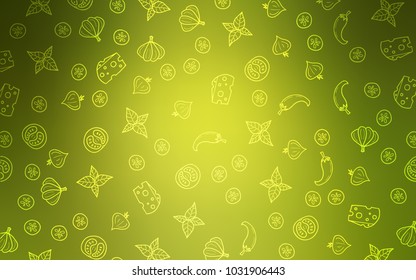 Light Green vector pattern with fresh ingredients. Glitter abstract sketch with gourmet food. Pattern for menu of cafes, bars, restaurants.