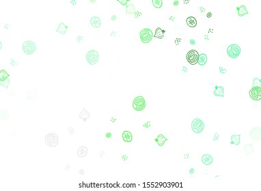 Light Green vector pattern with fresh ingredients. Colorful decorative design of snacks in doodle style. Design for ad, poster, banner of cafes or restaurants.