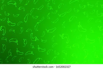 Light Green vector pattern with fresh peppers. Glitter abstract sketch with hot peppers. Doodle design for your business advert of cafes.