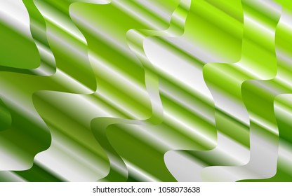 Light Green vector pattern with lines, ovals. Blurred geometric sample with gradient bubbles.  The template for cell phone backgrounds.