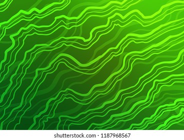 Light Green vector pattern with lines, ovals. Geometric illustration in marble style with gradient.  New composition for your brand book.