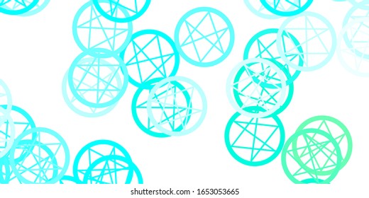 Light Green vector pattern with magic elements. Retro design in abstract style with witchcraft forms. Simple base for your occult design.