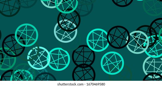 Light Green vector pattern with magic elements. Abstract illustration with gothic gradient shapes. Design for magic, spiritual events.