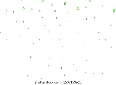 Light Green vector pattern with music elements. Abstract illustration with colorful symbols of melody. Template for fasion magazines.