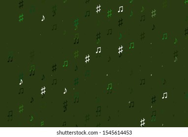 Light Green vector pattern with music elements. Decorative design in abstract style with music shapes. Template for fasion magazines.