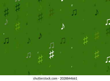 Light Green vector pattern with music elements. Abstract illustration with colorful symbols of melody. Pattern for festival leaflets.