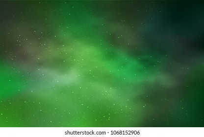 Light Green vector pattern with night sky stars. Glitter abstract illustration with colorful cosmic stars. Pattern for futuristic ad, booklets.