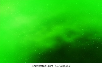 Light Green vector pattern with night sky stars. Blurred decorative design in simple style with galaxy stars. Template for cosmic backgrounds.