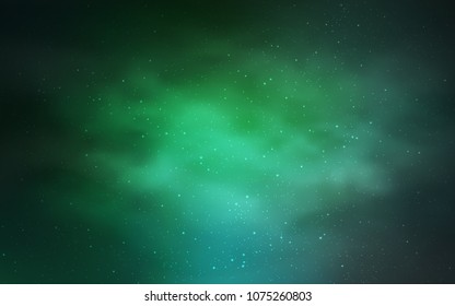 Light Green vector pattern with night sky stars. Modern abstract illustration with Big Dipper stars. Pattern for astronomy websites.