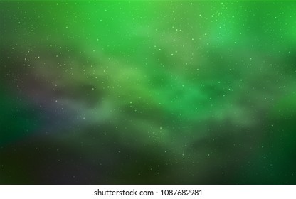 Light Green vector pattern with night sky stars. Space stars on blurred abstract background with gradient. Pattern for astronomy websites.