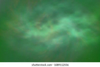 Light Green vector pattern with night sky stars. Shining colored illustration with bright astronomical stars. Template for cosmic backgrounds.