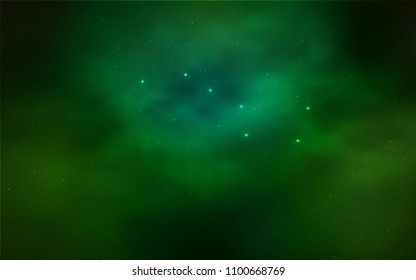 Light Green vector pattern with night sky stars. Shining colored illustration with bright astronomical stars. Smart design for your business advert.