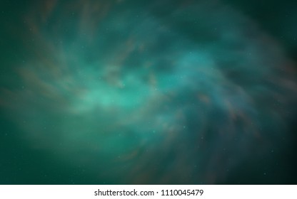 Light Green vector pattern with night sky stars. Glitter abstract illustration with colorful cosmic stars. Template for cosmic backgrounds.