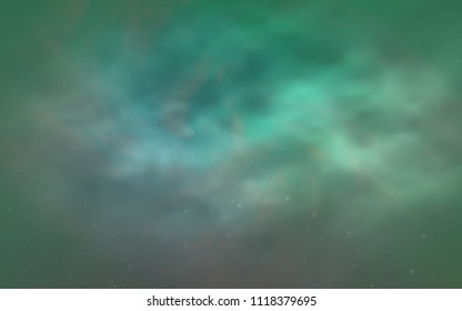 Light Green vector pattern with night sky stars. Space stars on blurred abstract background with gradient. Template for cosmic backgrounds.