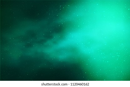 Light Green vector pattern with night sky stars. Space stars on blurred abstract background with gradient. Best design for your ad, poster, banner.