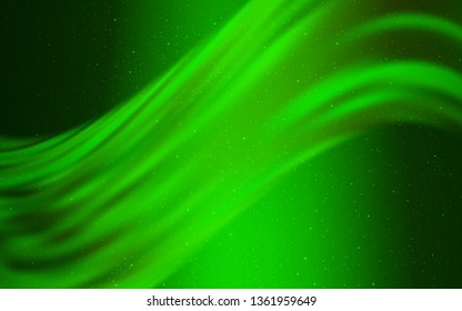 Light Green vector pattern with night sky stars. Shining colored illustration with bright astronomical stars. Smart design for your business advert.