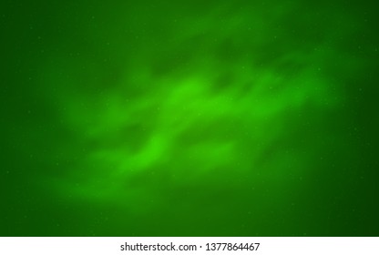 Light Green vector pattern with night sky stars. Space stars on blurred abstract background with gradient. Template for cosmic backgrounds.