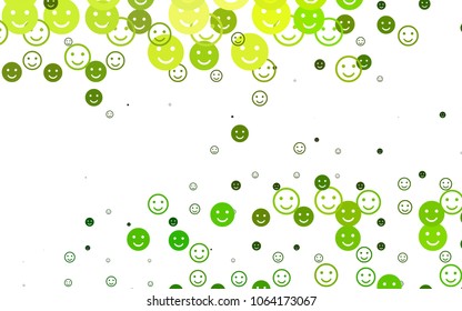 Light Green vector pattern with positive smiles. Beautiful colored illustration with smiles in simple style. Template for cheerful greeting postcards.